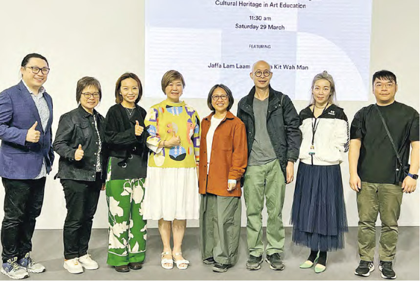 文潔華(左四)任香港藝術學院院長時,與學院師生一同參與Art Basel(巴塞爾藝術展香港展會)2025。(文潔華提供)
